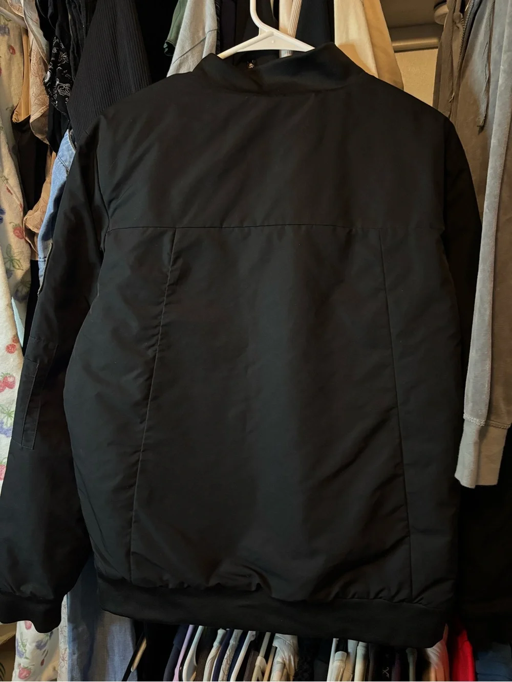 Men's NorthFace Black Bomber Jacket with Patch Details